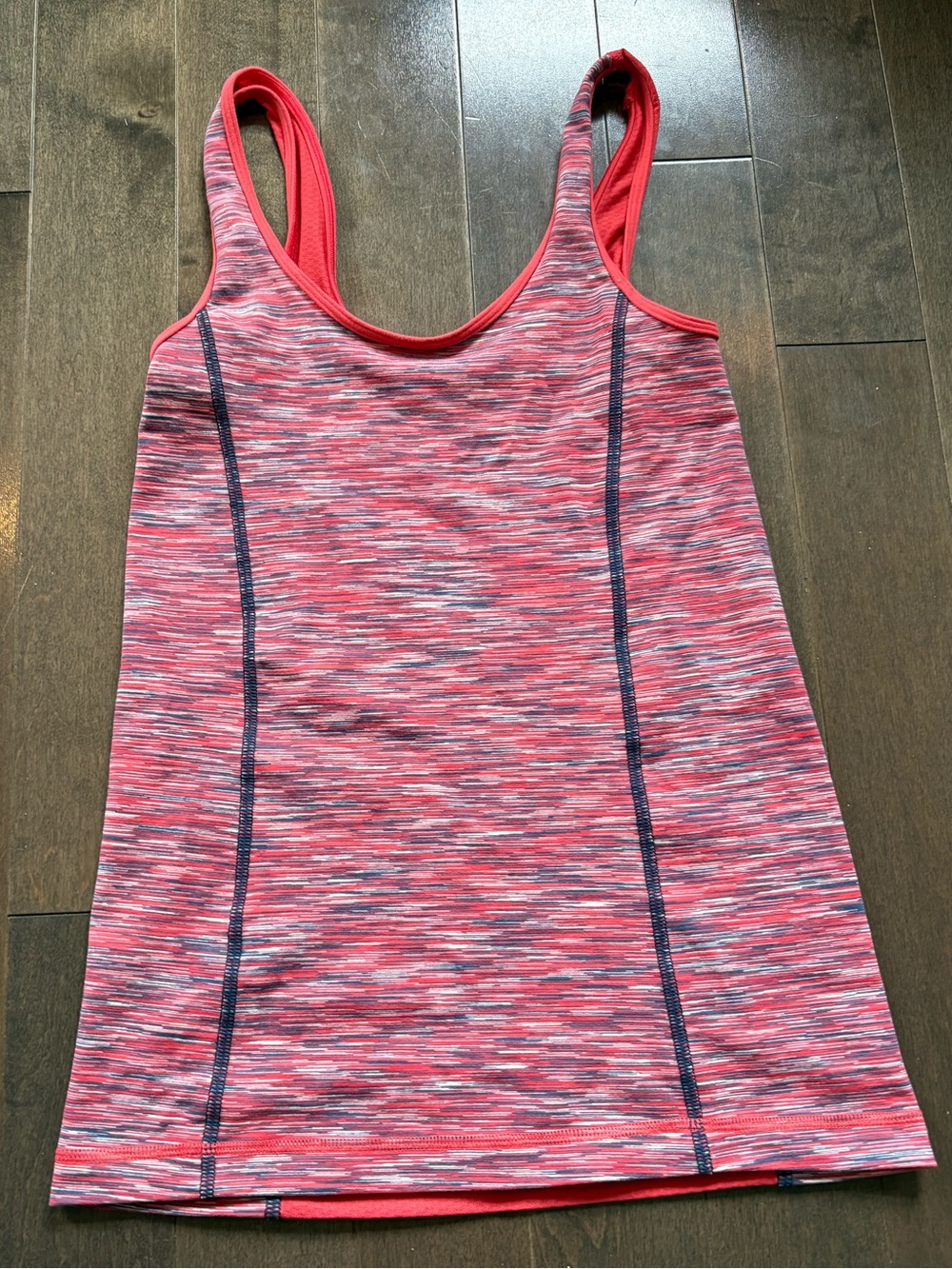 LULULEMON Coral Red Racerback Tank Top Size 6 Heathered Stripe Athletic